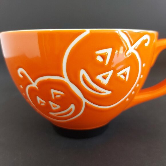 Starbucks 2007 Orange Happy Halloween Jack O'Lantern Pumpkin 10oz Coffee Mug Cup - Picture 8 of 8